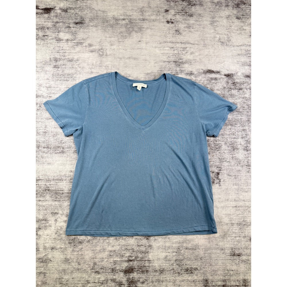 Treasure & Bond Womens V-Neck Short Sleeve Cotton T-Shirt Faded Blue Size M